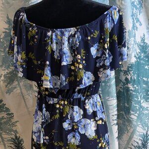 Nine Britton Blue Floral Maxi Dress | Size Small | Made in USA